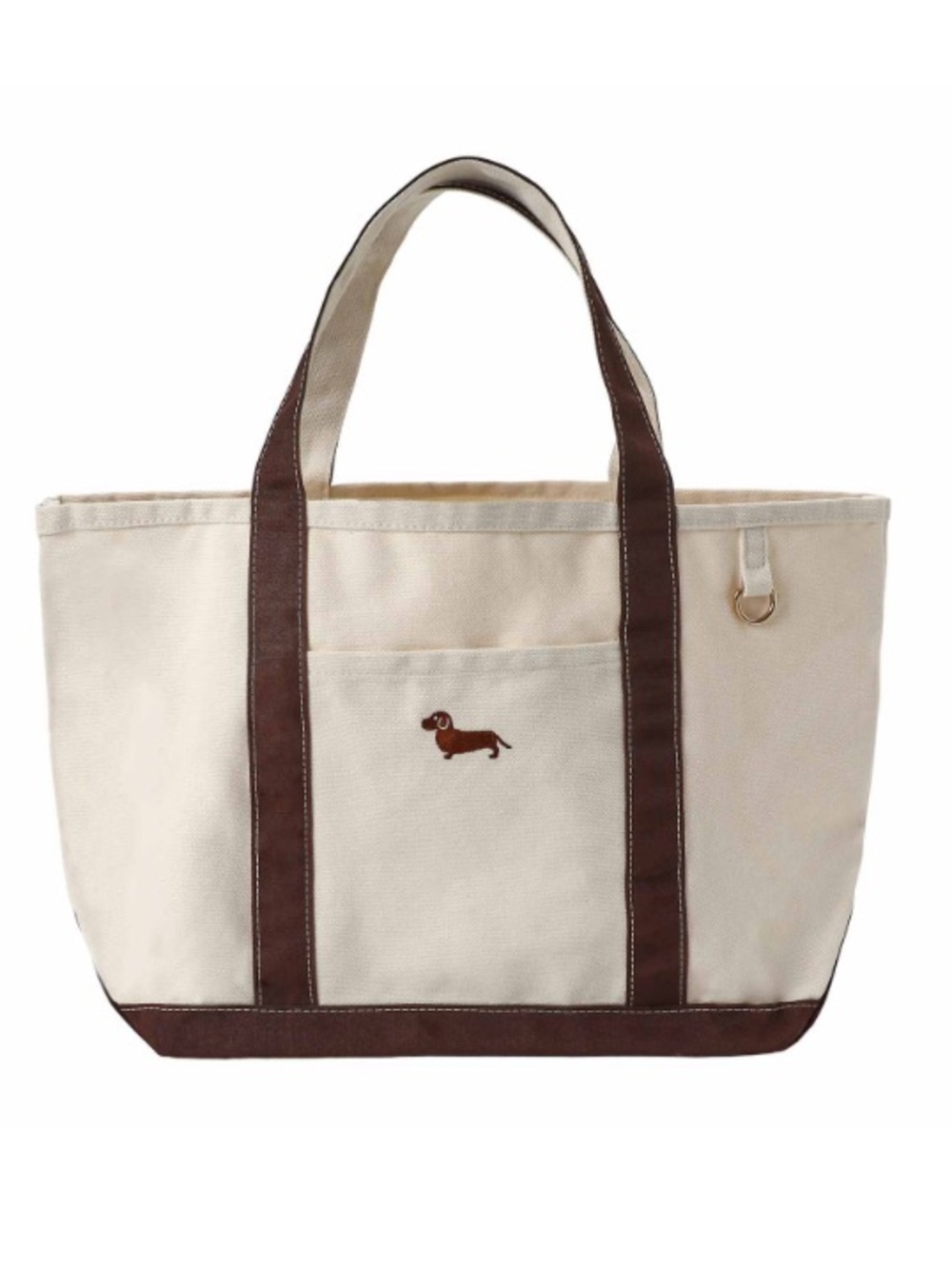 Iconic Canvas Dachshund Tote Bag in Cream and Brown